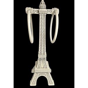 Vtg Eiffel Tower Hand Towel Ring Holder Antiqued Ivory 14" Resin Paris French
